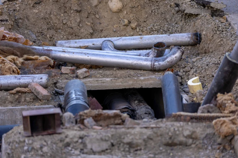 Underground heating pipes during repair work